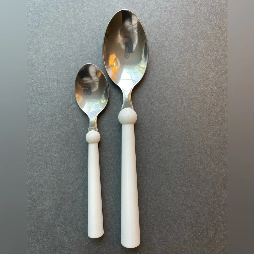 Vintage IKEA white flatware. Spoons. Lot of 9